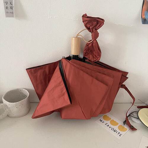 正品msho温柔韩风携素色ins百晴雨两用巧简约防晒遮搭阳小可式黑