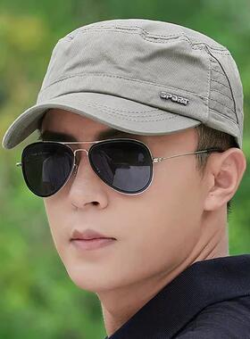 帽子男士春秋短檐平顶鸭舌帽休闲百搭夏季太阳防晒四季新款棒球帽