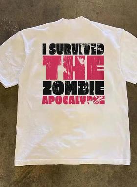 Revive末世生存复古纯棉圆领T恤短袖男女同款宽松小众设计半袖