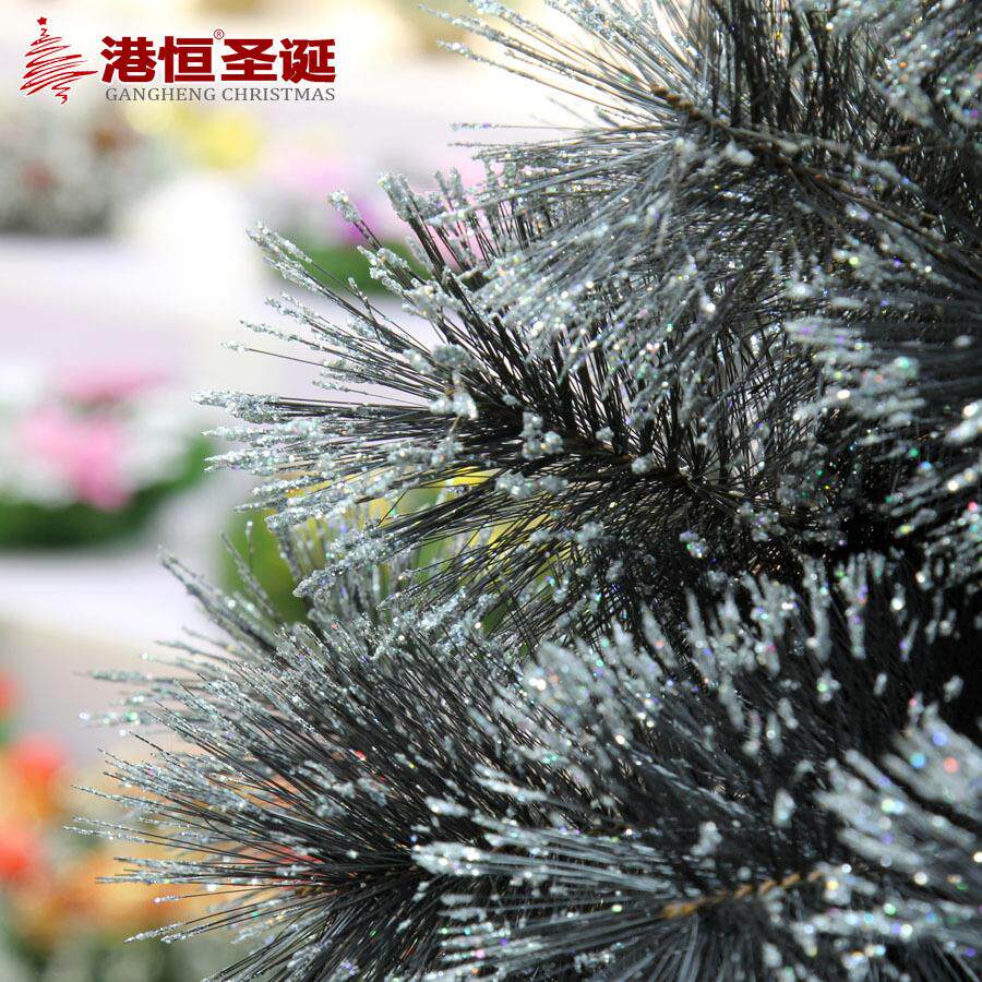 1.5米黑色松针树银镭射粉加密松针圣诞树1.8米自动式圣诞树