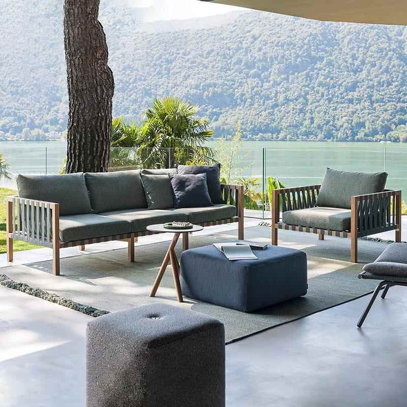 沃登 实木户外沙发 别墅院子进口柚木藤艺沙发露台躺椅茶几躺床