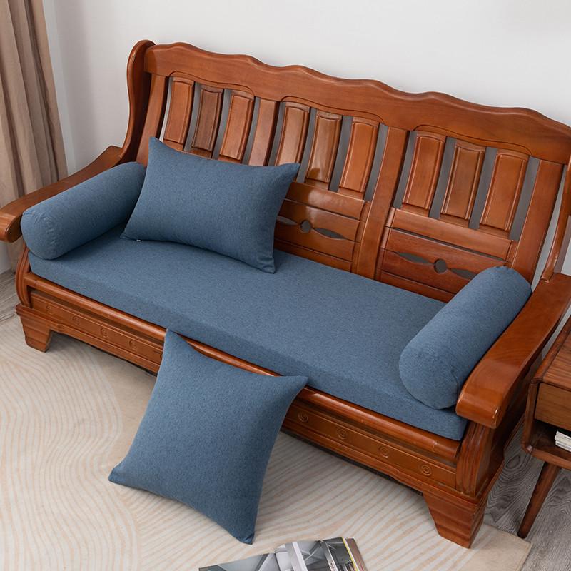 M3NO批发亚麻坐垫实木沙发坐垫子高密度加硬海绵坐垫四季通用含布