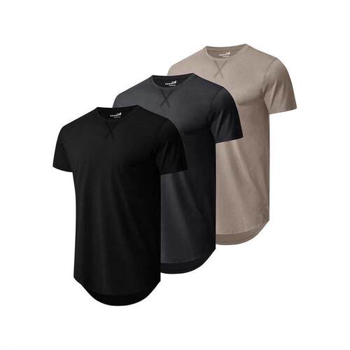 Mens 3 Pack Plain Cotton Shirts Short Sleeve Casual Crew
