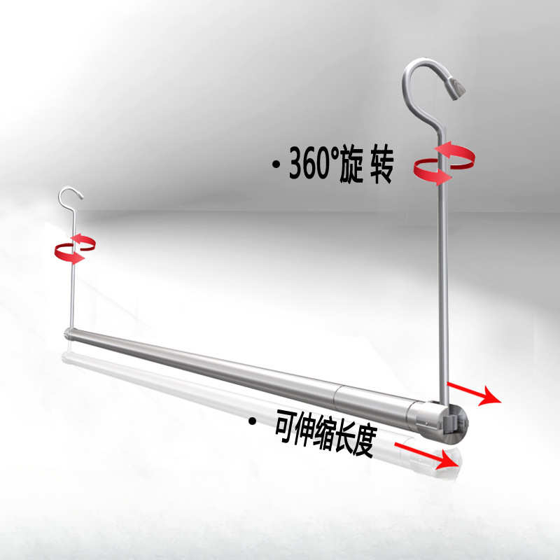 可伸缩单杆晒被子晾衣神器阳台室内折叠不锈钢隐形防盗网晒衣架