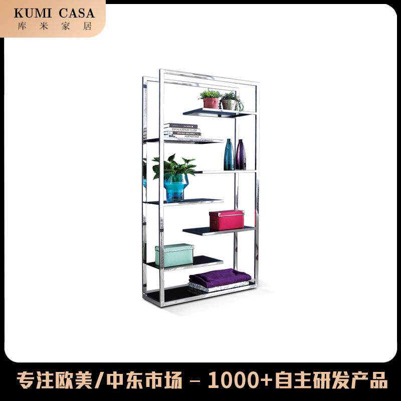 简约不锈钢落地陈列架玻璃服装店置物架轻奢酒柜透明展示柜收纳架