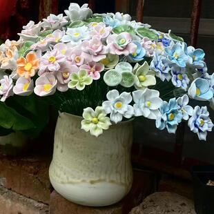 景德镇高温手工陶瓷花仿真花摆件毕业纪念生日礼物DIY陶瓷花束