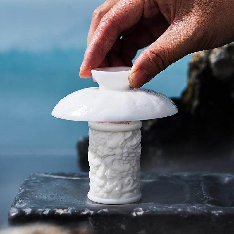 德化陶盖置瓷中式浮雕壶碗盖置托20230711茶具茶道零配紫砂茶壶盖