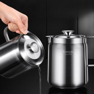 新款 304不锈钢滤油壶厨房过滤油渣壶带滤网储油罐耐高温沥油神器