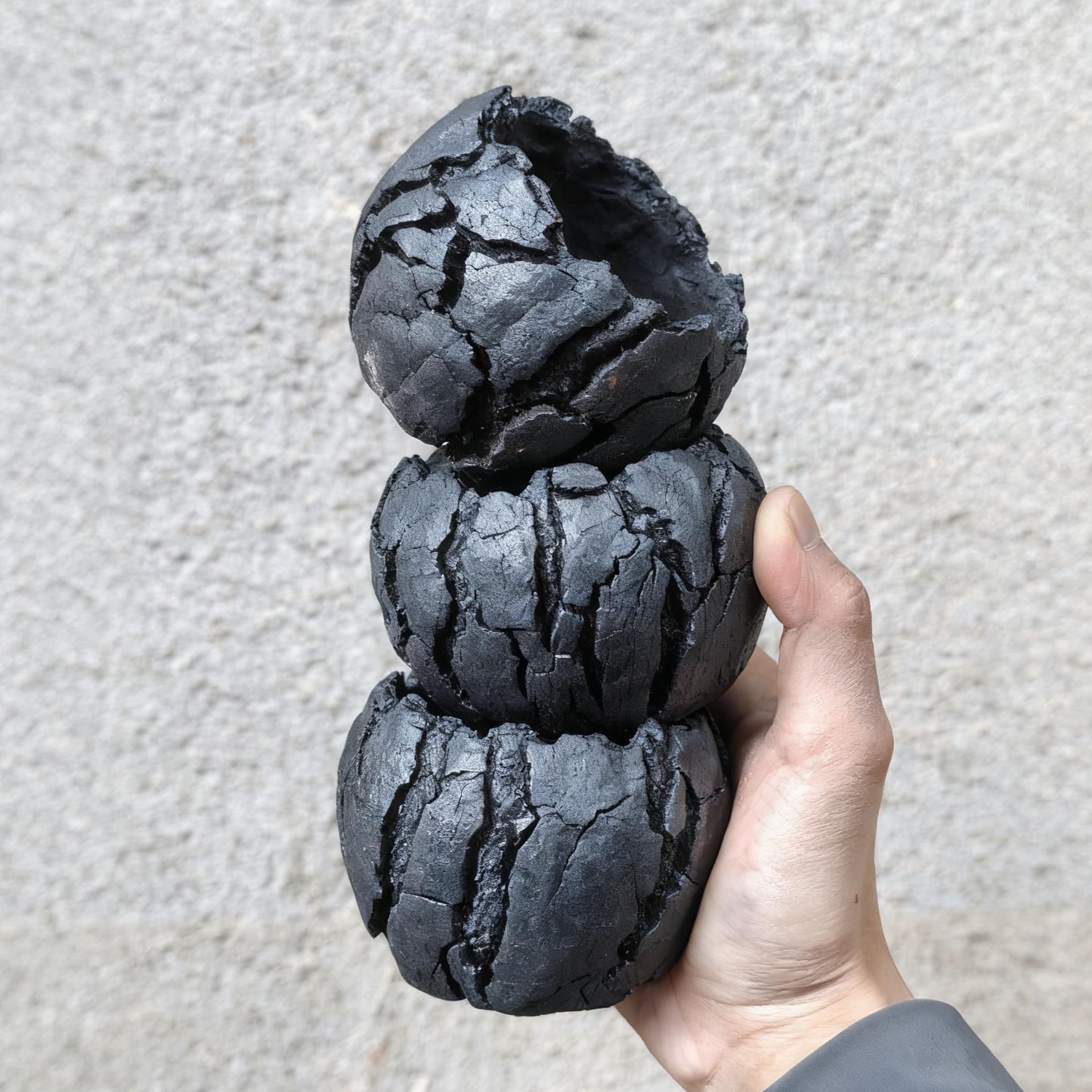 【特价】爆裂鸡蛋壳陶瓷花盆 黑陶透气块根植物花盆 小号多肉盆器