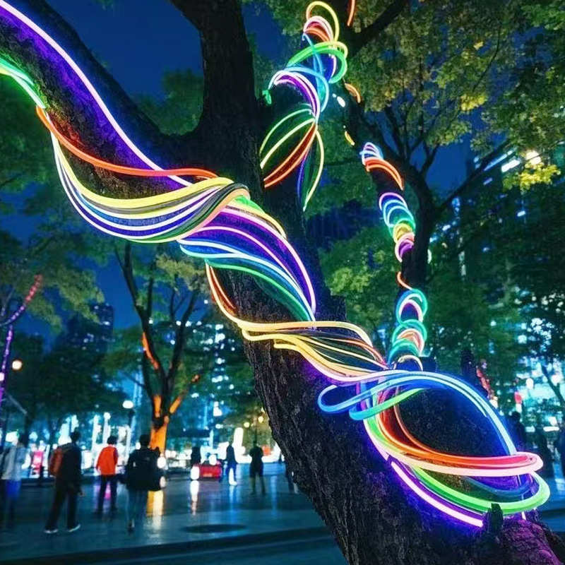 360度LED柔性灯带户外树木亮化氛围装饰硅胶霓虹灯带彩色防水款