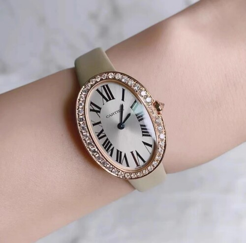 盒证98新31.6x24.5mm卡地亚浴缸W8000009后镶钻石英女表手表正品