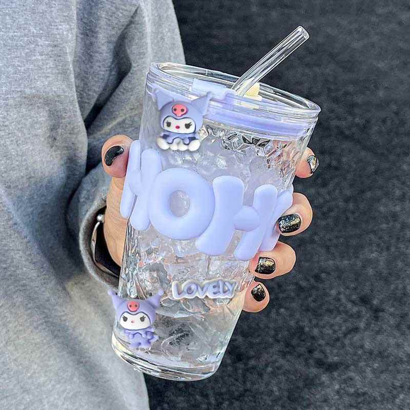 有盖玻璃杯、女式高望杯、2025新款水杯、夏季水果饮料、学生果汁