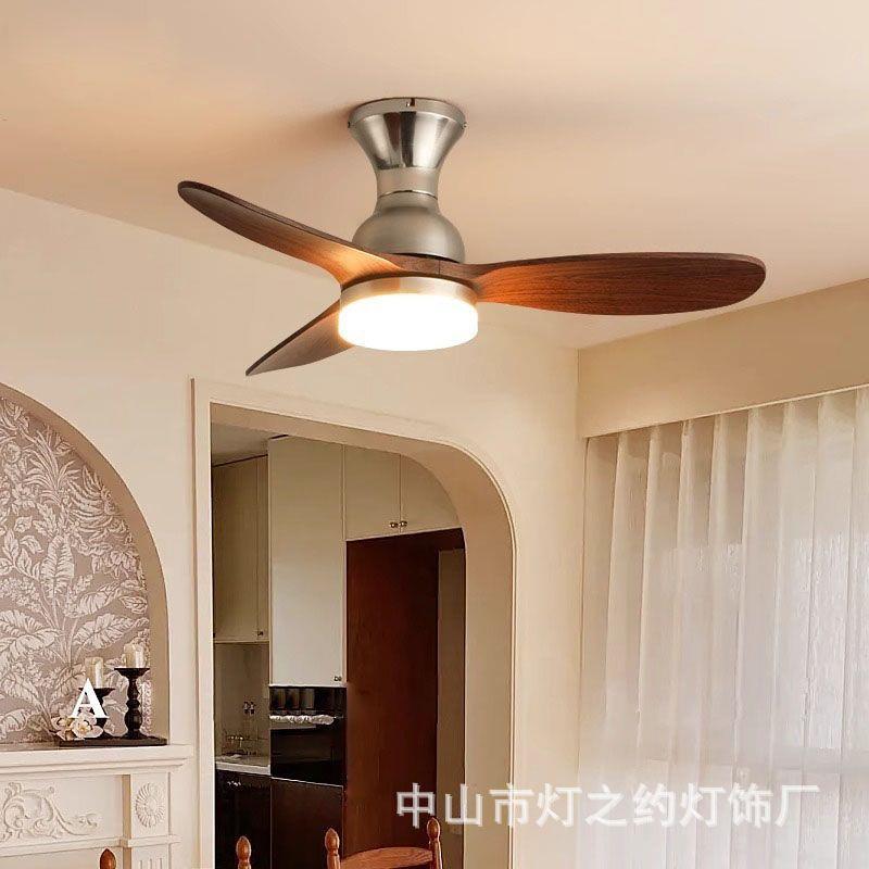 中古风包豪斯吸顶灯风扇餐灯卧室厅吊扇灯具美式复古一体带电风扇