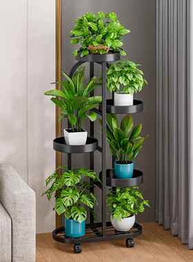 花架子客VYS厅落地式可移动花带轮铁艺花架盆阳奢台置物架轻新2款