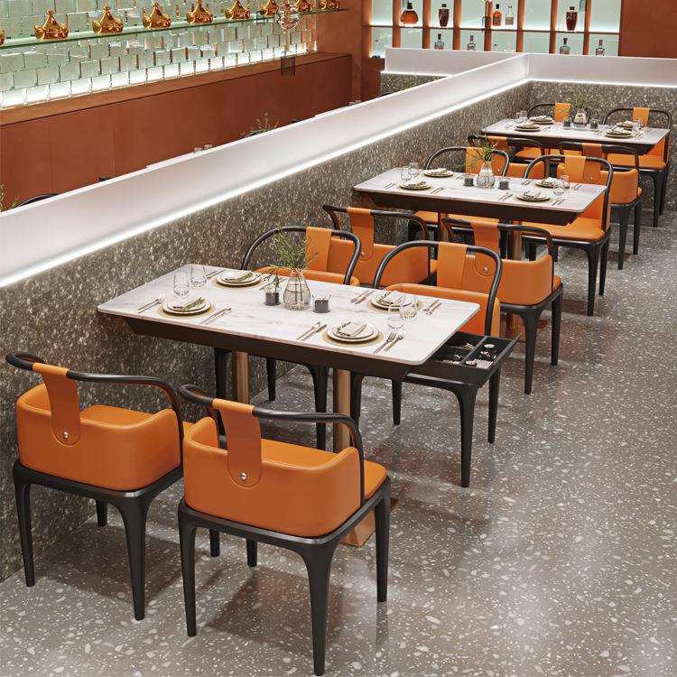 简约咖啡厅椅主题茶餐厅餐饮桌椅编藤铁艺沙发组合卡座商用