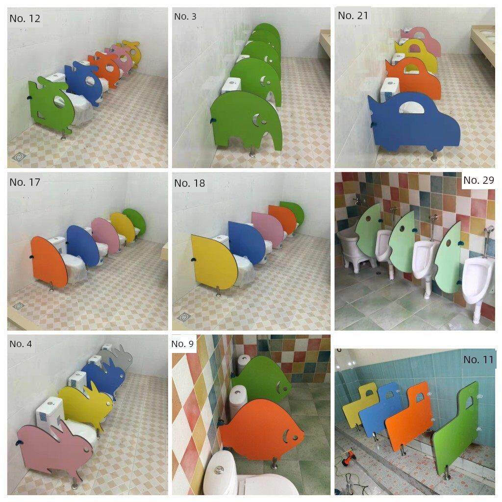幼儿园厕所隔板卫生间隔断板防水板抗倍特板小便挡板儿童卡通隔板