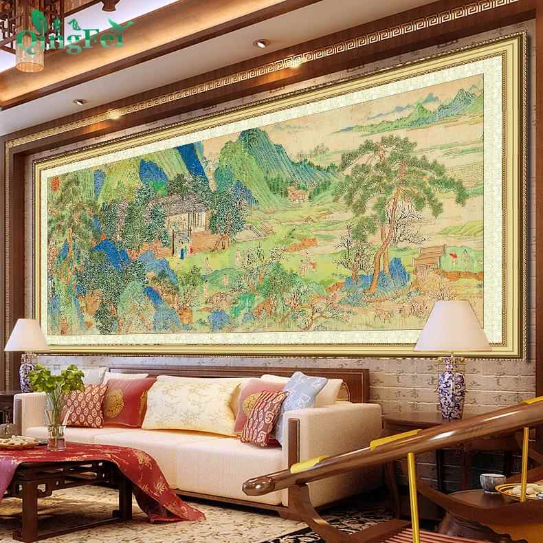 青飞精准印花桃花源十字绣大幅古风山水风景新款大气客厅收藏线绣