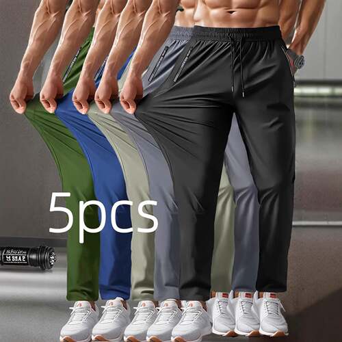 Men's 3-piece set ice silk breathable sports pants -