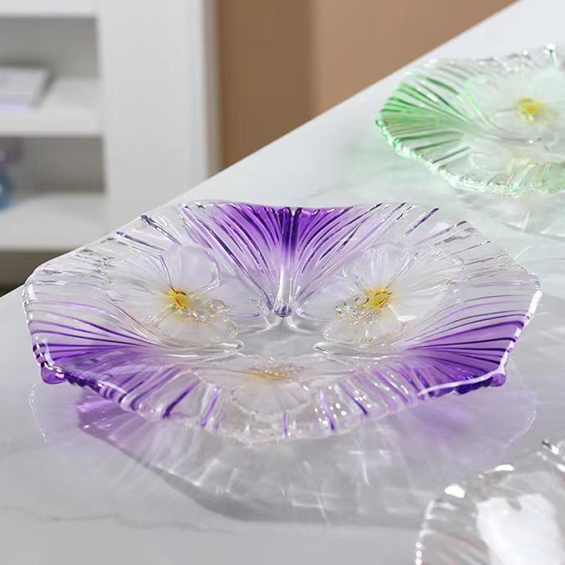 高档德水国晶玻璃水果餐盘小果碟干果盘时尚创意点心盘盘厅现代客