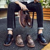 潮商务真皮英伦耐磨透气鞋 香港潮牌皮鞋 休闲韩版 新款 子 男2021冬季
