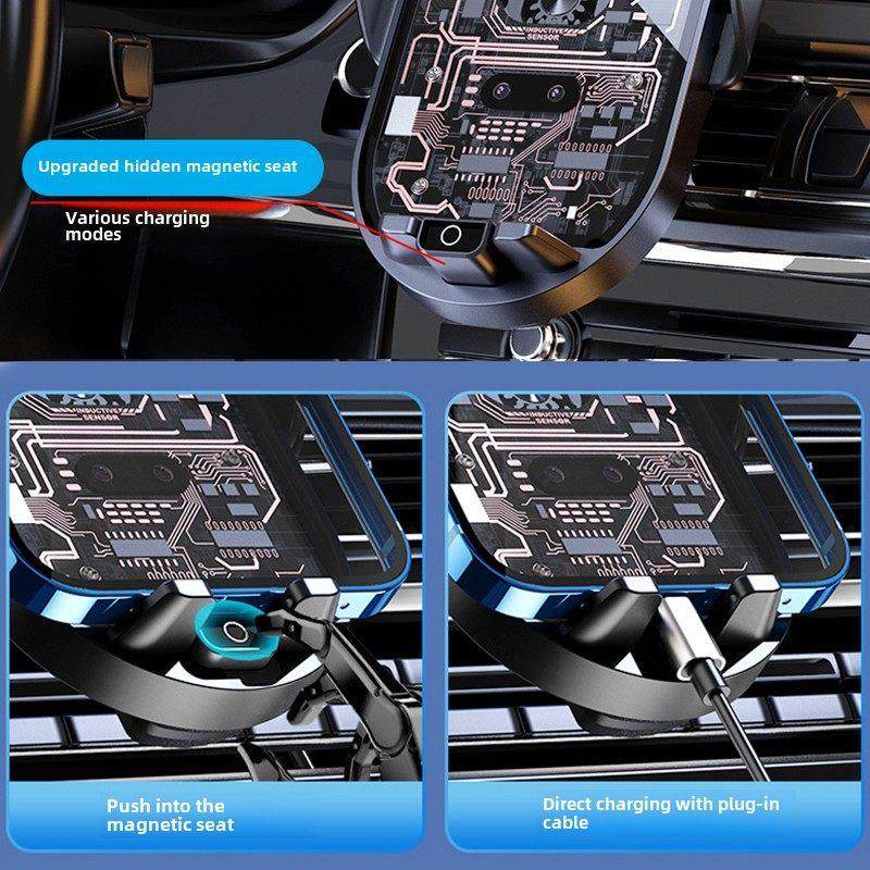仪表台款66瓦磁吸快充车载无线充电器手机通用导航吸盘支架后视镜