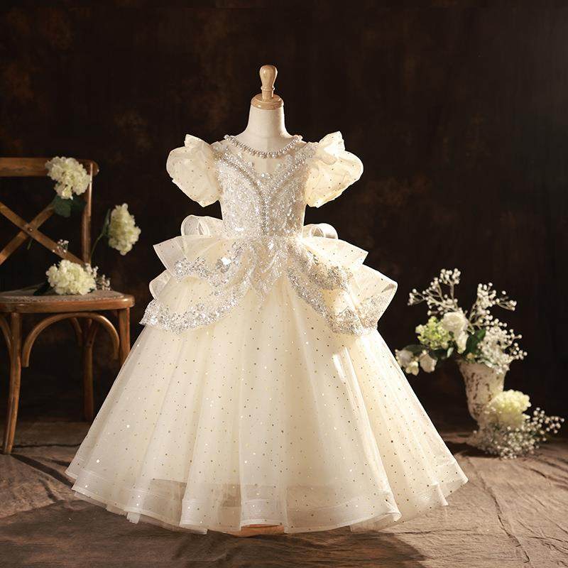 女童高端轻奢小众礼服花童生日公主裙儿童小主持人钢琴演出服冬季