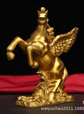 纯铜飞马摆件马到成功工艺品摆设办公室装饰品飞马铜马跃马摆件