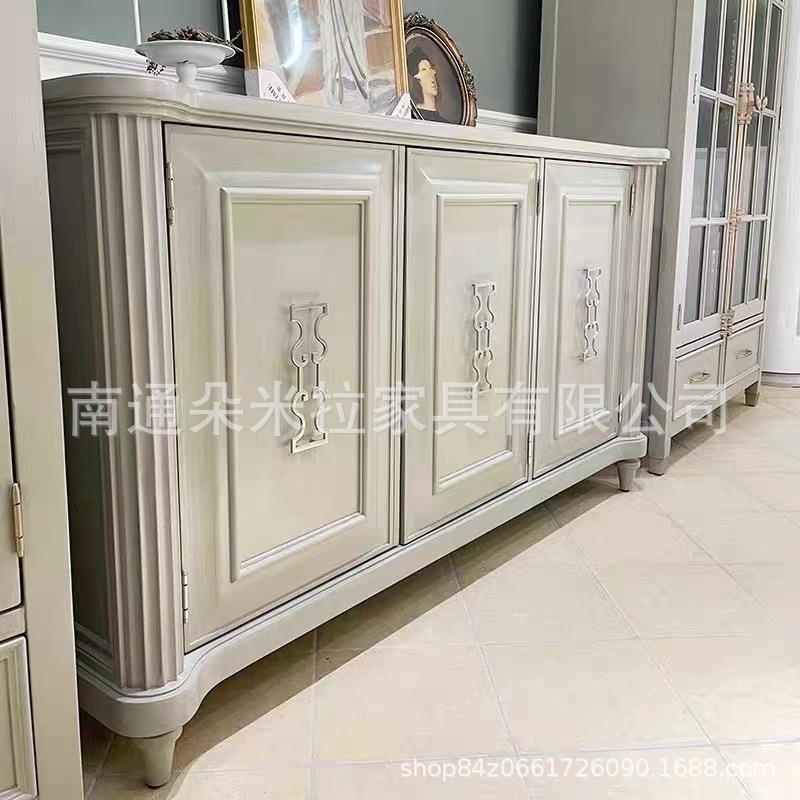 美式雕刻实木餐边柜复古做旧轻奢法式莫里印象玄关柜