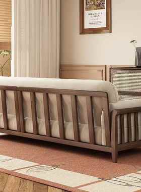 日式白木全实蜡木沙发猫爪布可拆洗户型客厅人简约81450沙发小二