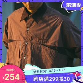 dakyam(达人)2023awbowlingshirt美式复古灯芯绒拼接衬衫男