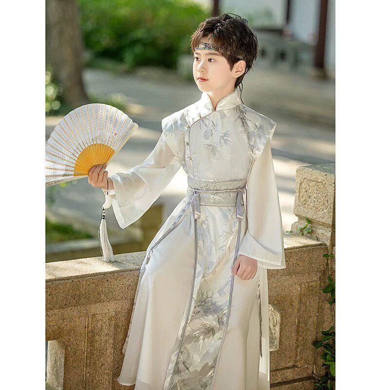 男童夏季薄款古装公子少爷服李白同款书生儿童演出服唐装国风中式