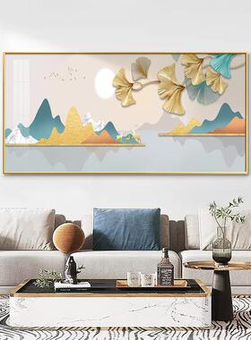 网红福满禄年客厅挂画沙发杏术杏背景墙气装饰画银叶抽象艺大壁画