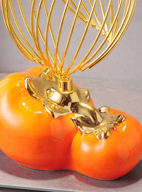 事事如意柿子摆件高档轻奢进门玄关柜家庭客厅寓意好的装饰工艺品