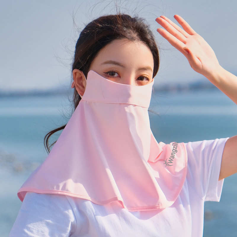 防晒遮脸面罩女冰丝脸罩防紫外线遮全脸口罩护颈神器夏季挂耳面纱