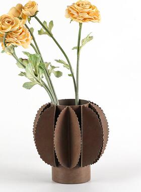 复古简约做旧花摆件创意样宿板房民酒OMJ店百几何抽象叶花瓶器装