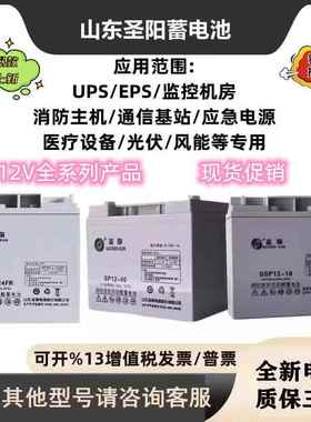 圣阳蓄电池SP12-24FR 12V24AH 38 65 100铅酸阀控式免维护储能UPS