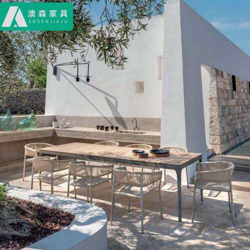 柚木户外桌椅庭院阳台休闲藤椅室外露天酒店别墅花园桌椅组合家具