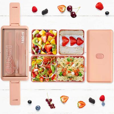 Double Layer Portable Lunch Box For Kids With Fork and Spoon