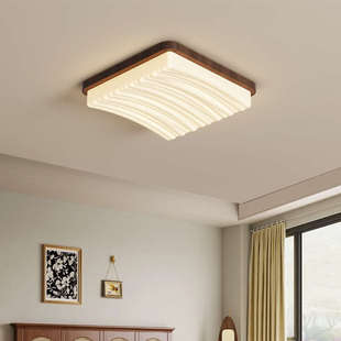 胡桃木LED吸顶灯新中式 实木客厅主灯餐厅卧室书房间阳台大气灯具
