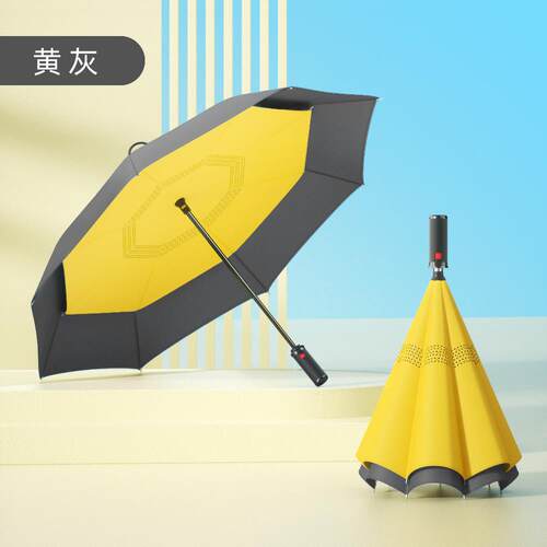 新款抗暴载雨伞折男士专用车反向二叠风自动收大号加厚加固结实防