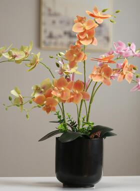中式仿真蝴蝶兰花艺摆件假花绢花装饰客厅电视柜室内盆栽创意摆设