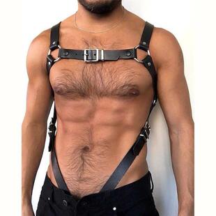 Gothic Men Leather Suspenders Belt Body Bondage Straps Fashi