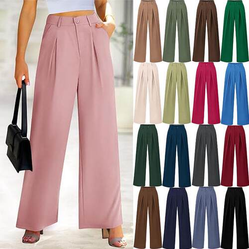 Womens Commuter Business Loose Fit Formal Suit Pants -