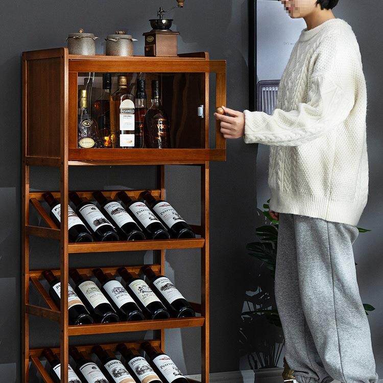 酒柜展示柜现代简约餐边柜网红小酒架欧式靠墙客厅实木家用置物w&