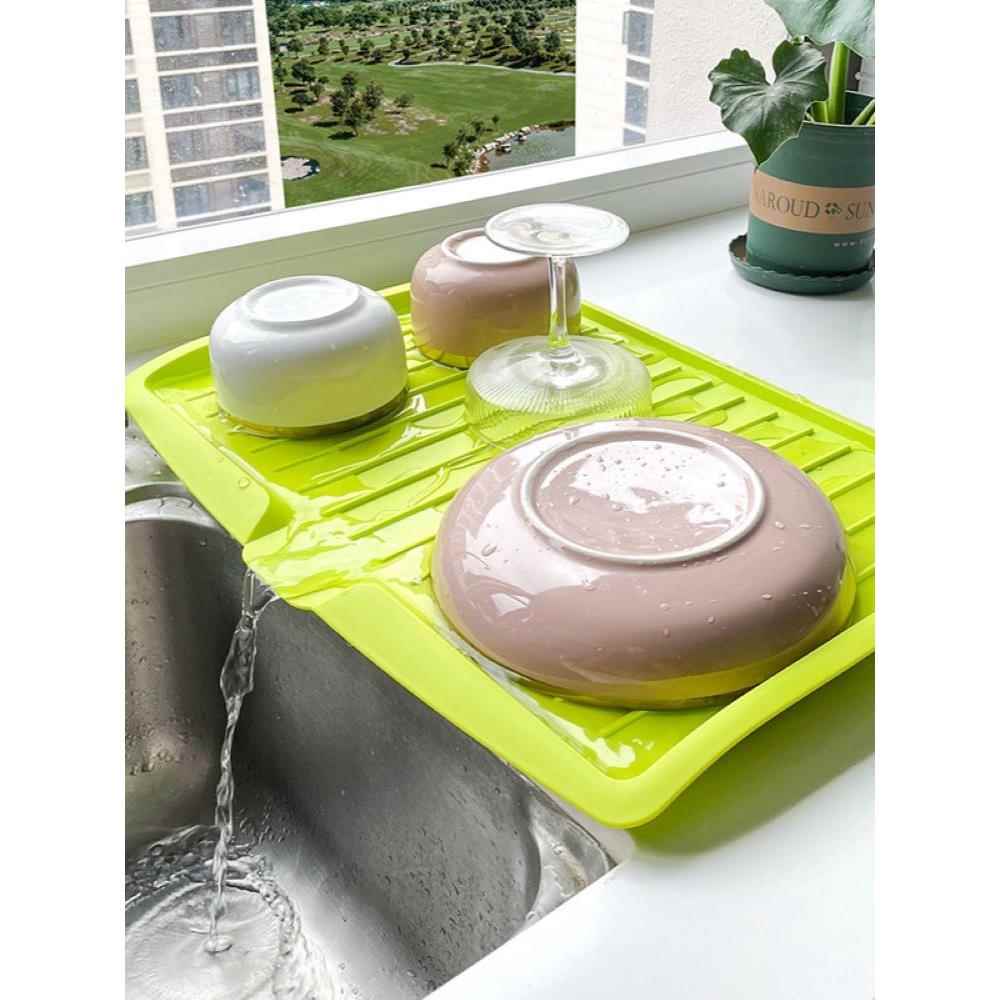 多功能沥水盘塑料长方形置物架厨房滴水托盘茶盘碗碟架水果盘简约