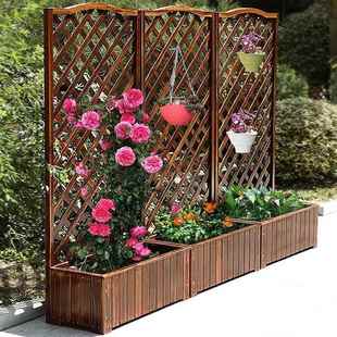 架?防木花腐箱断户外庭院花室外种植箱爬藤架木栅栏F757T676隔阳