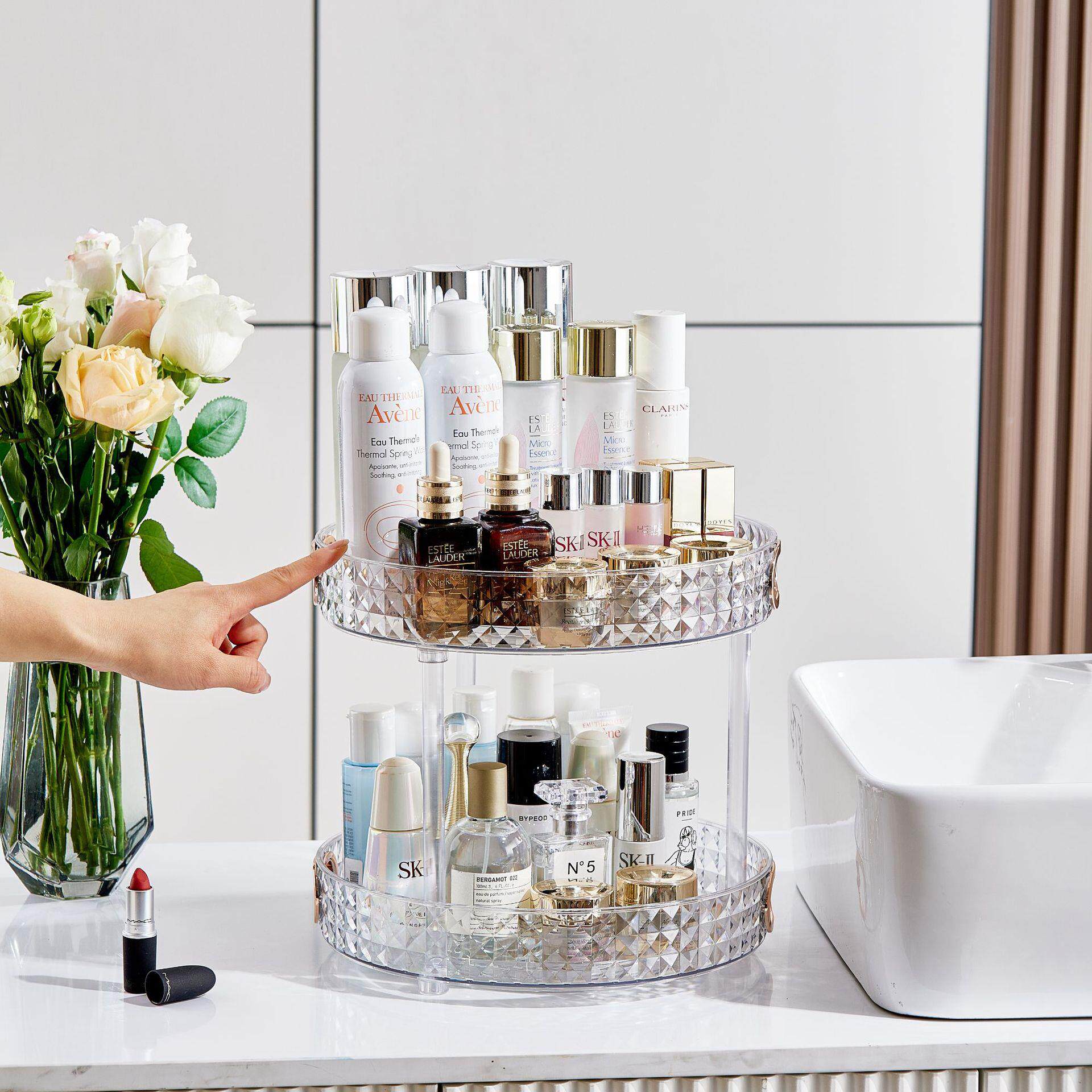 转盘旋转置物架厨房调料瓶水果化妆品收纳架单双三层大小号糖果盘