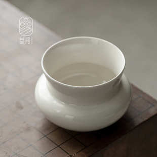 盖碗茶具水洗茶配件 叁间草木灰釉建水陶瓷茶渣缸小号水盂家用日式