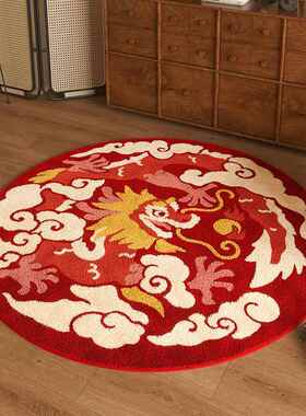 高档新中龙年地毯仿地羊绒室床边式毯高级感卧客厅毯新年红色加厚