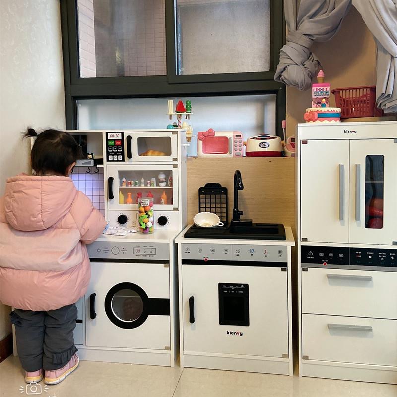 厨房玩具仿真厨具大木制儿童过家家男孩仿真冰箱木质出水做饭玩具